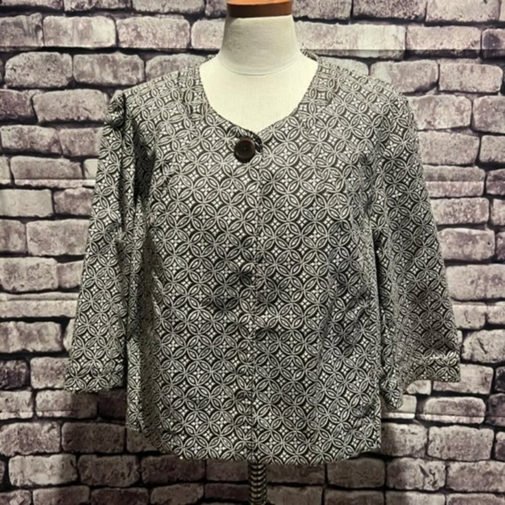 Talbots Brown & White 3/4 Sleeve Jacket Size 16W